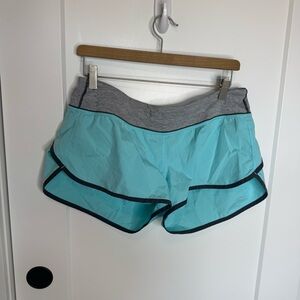Lululemon Speed Up Running Shorts Aquamarine Blue Low Rise Size 10